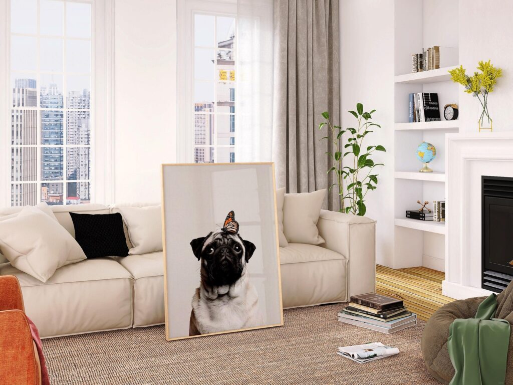 Pug with Monarch Print
