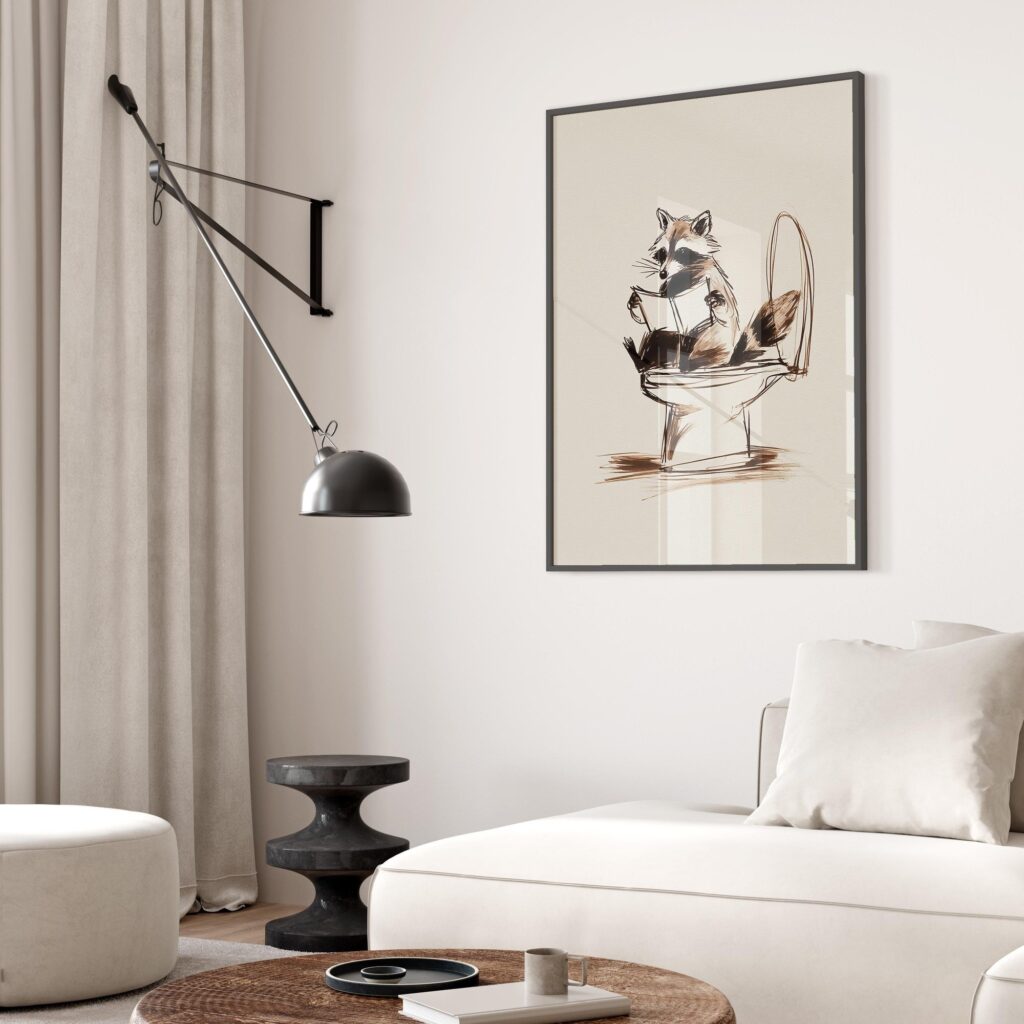 Raccoon Bathroom Art Print