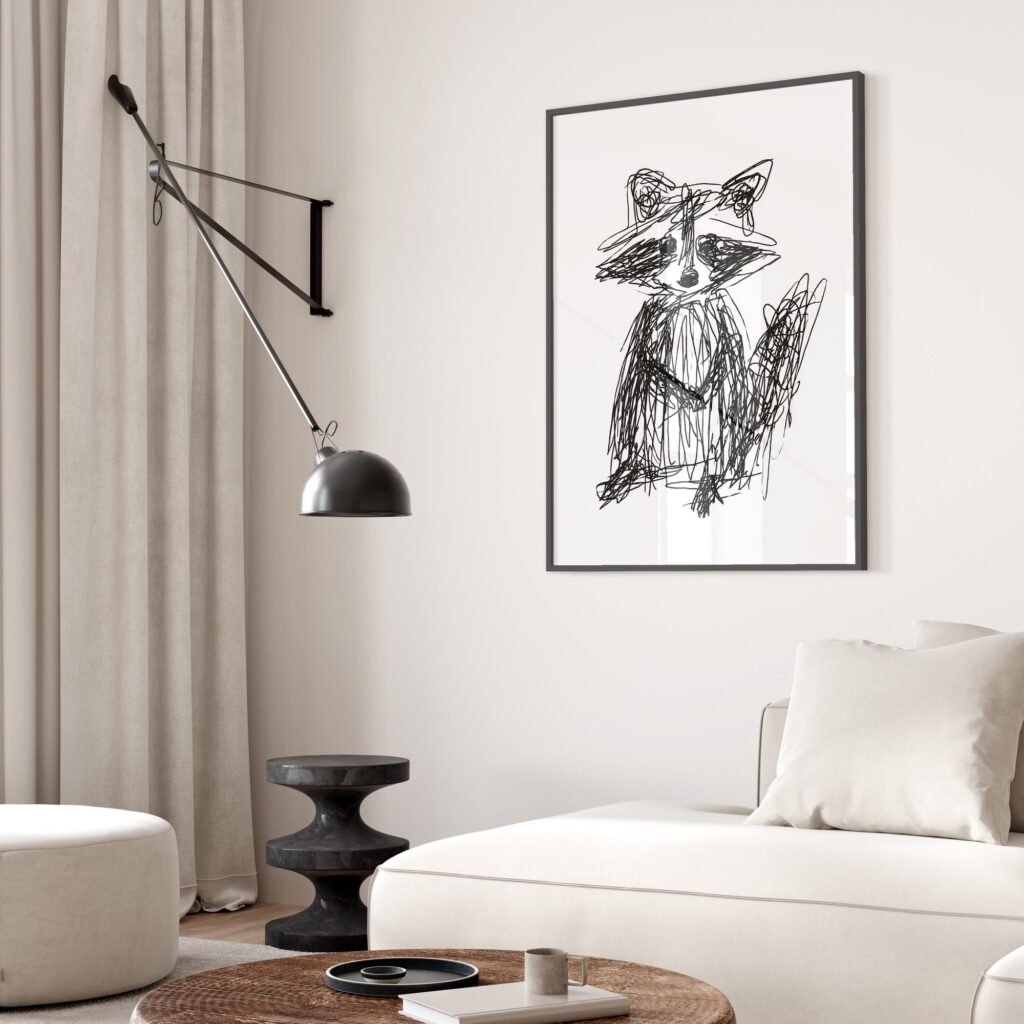 Raccoon Sketch Wall Art