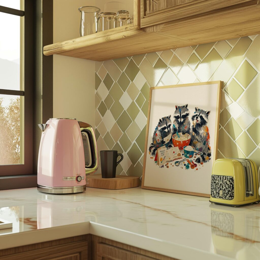 Raccoons Baking Print