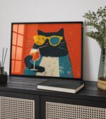 Retro Cat Cocktail Art Print