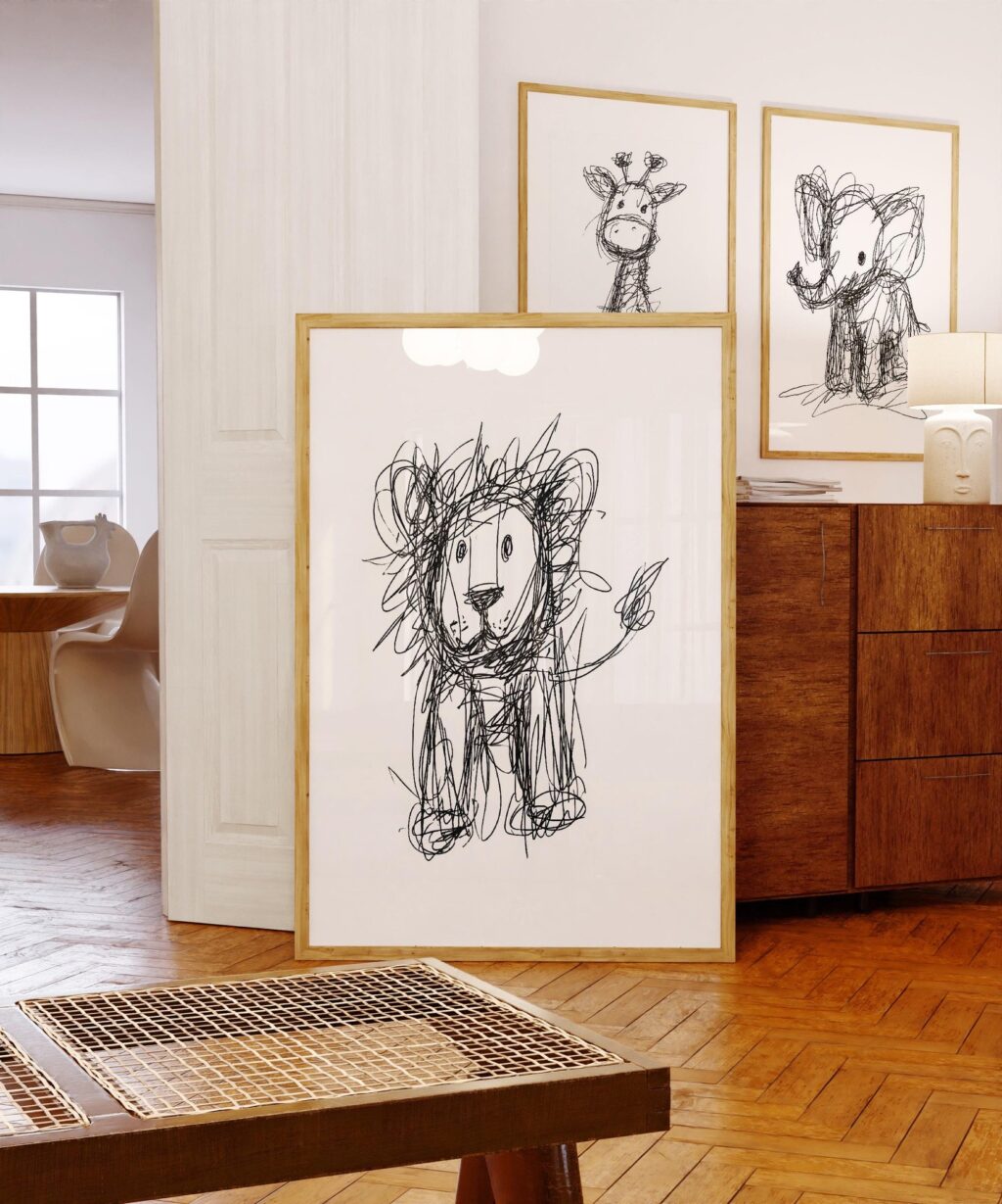 Safari Sketch Set of 3 Wall Art Prints