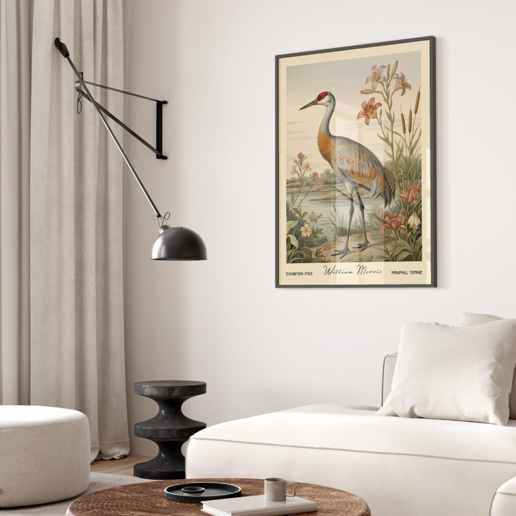 Sandhill Crane William Morris Art Print
