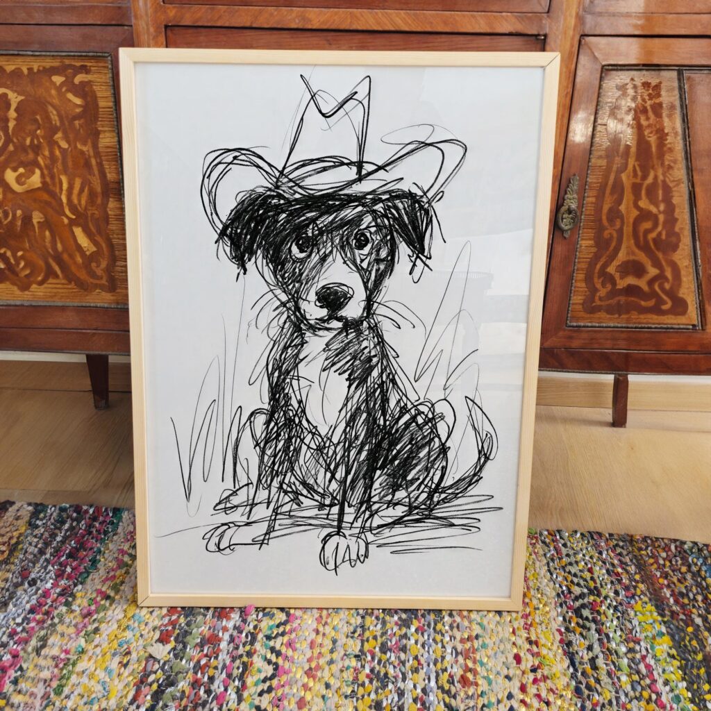 Scribble Cowboy Dog Print