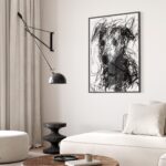 Scribble Dog Black White Print