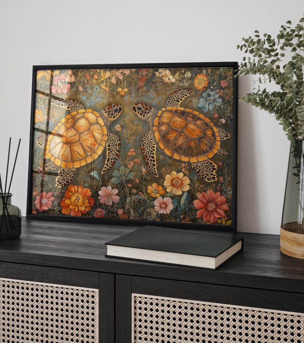 Sea Turtle Botanical Wall Art