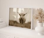 Sepia Highland Cow Print