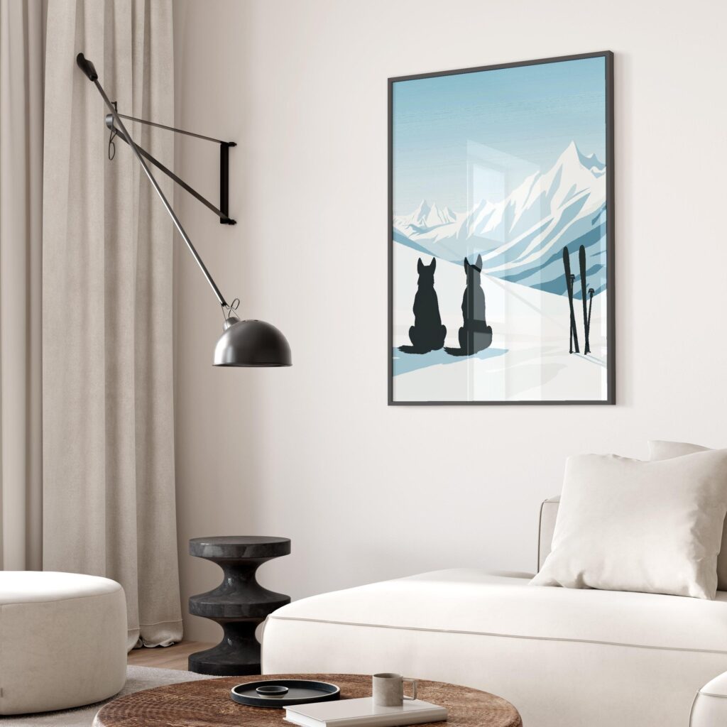 Ski Dogs Winter Art Print
