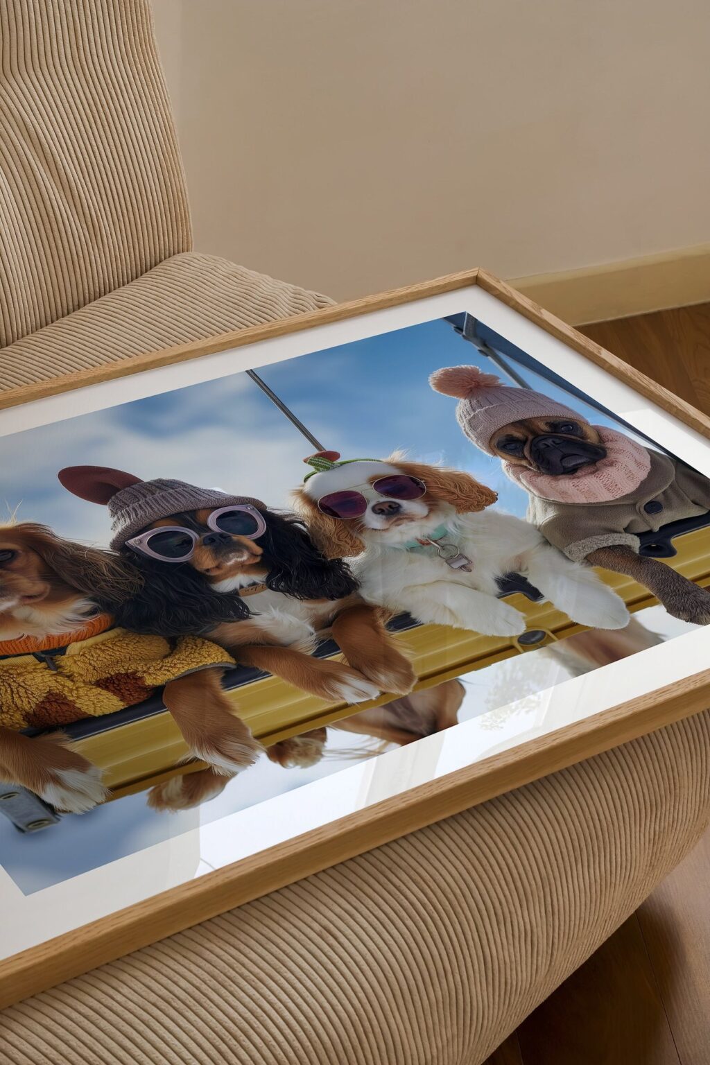 Ski Lift Dogs Art Print