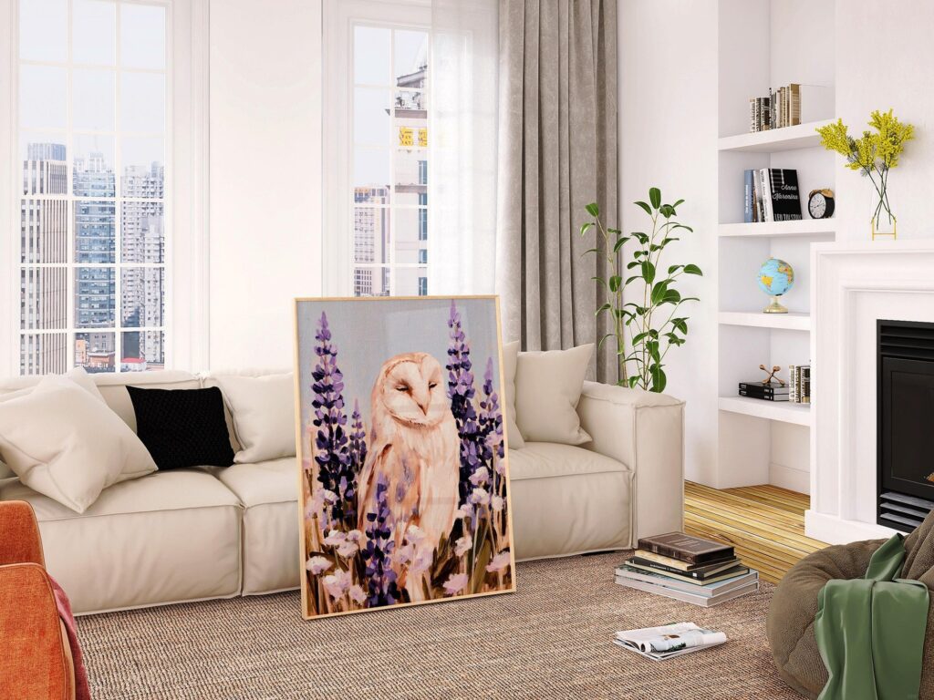 Sleeping Barn Owl Among Wildflowers Print