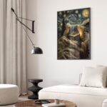 Starry Night Cat Book Bed Print