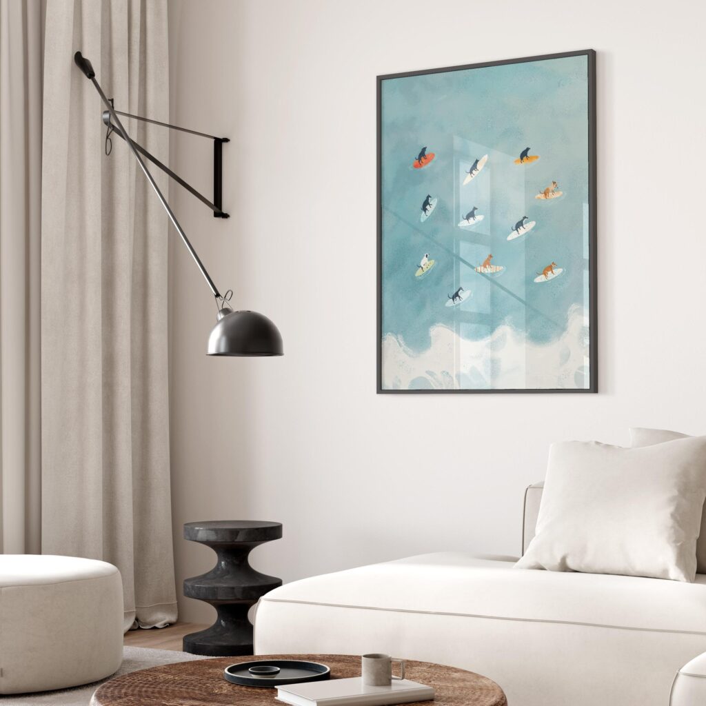 Surfing Dogs Art Print