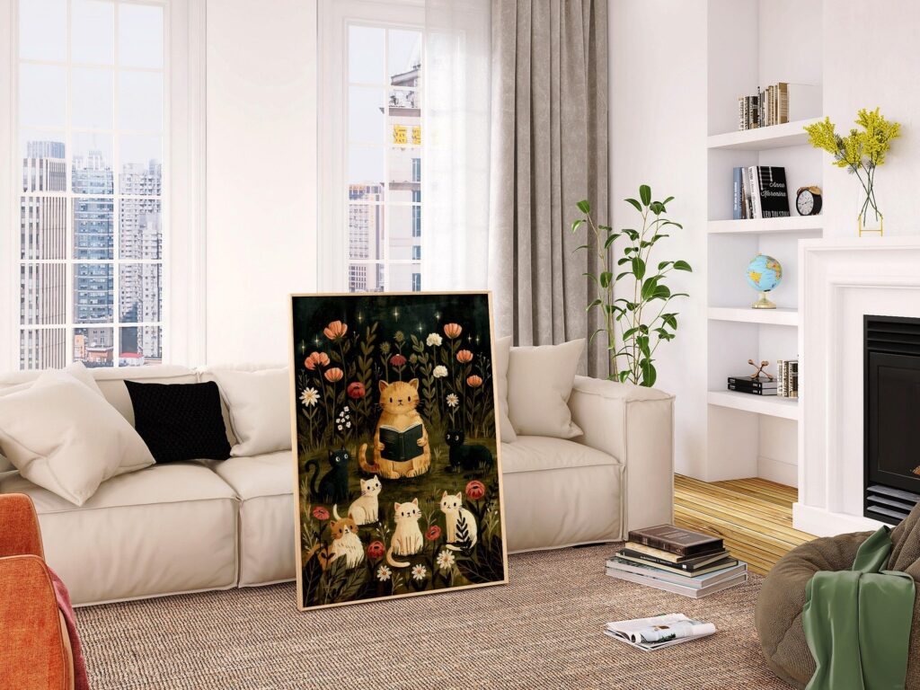 Tabby Cat Reading Print