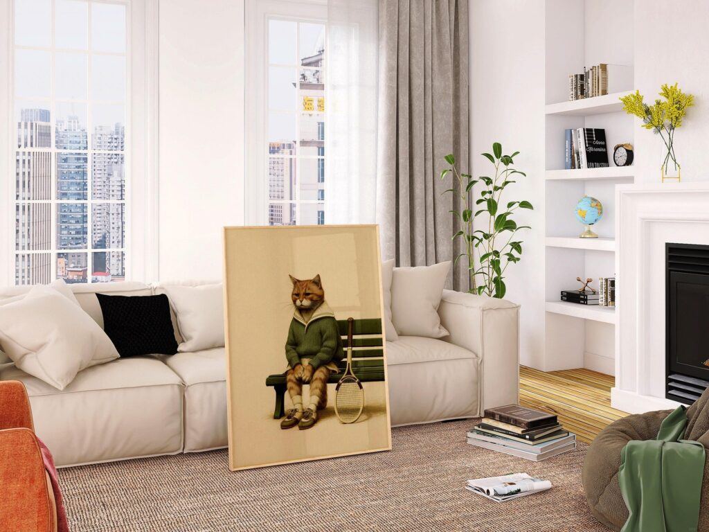 Tabby Tennis Cat Print