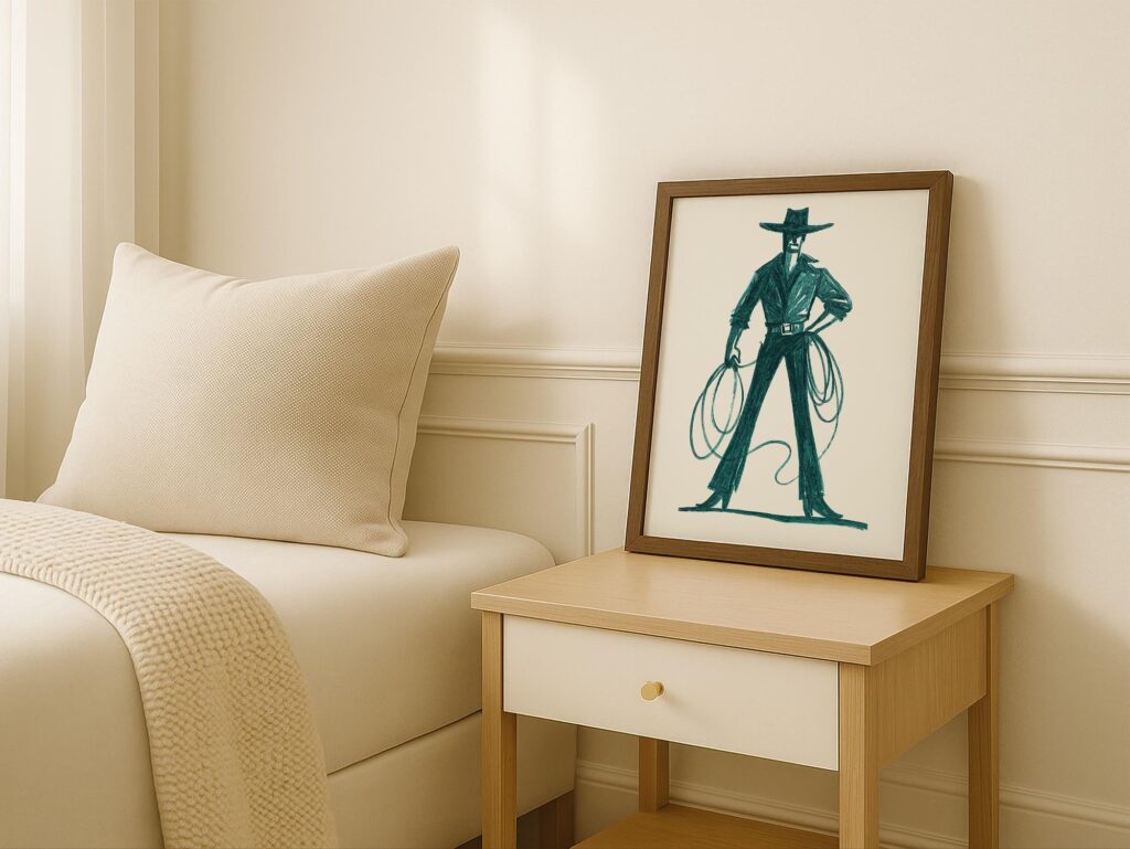 Teal Cowboy Western Print