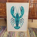 Teal Lobster Folk Art Print
