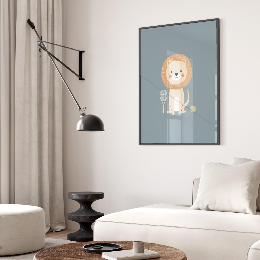 Tennis Lion Nursery Print