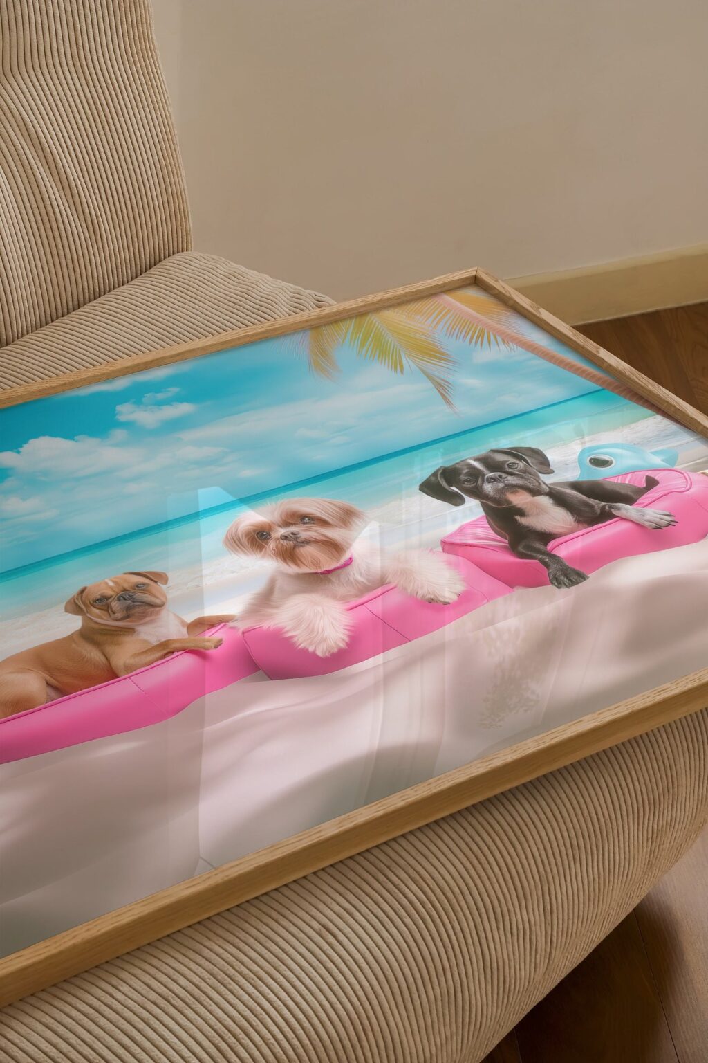 Tropical Beach Dogs Art Print