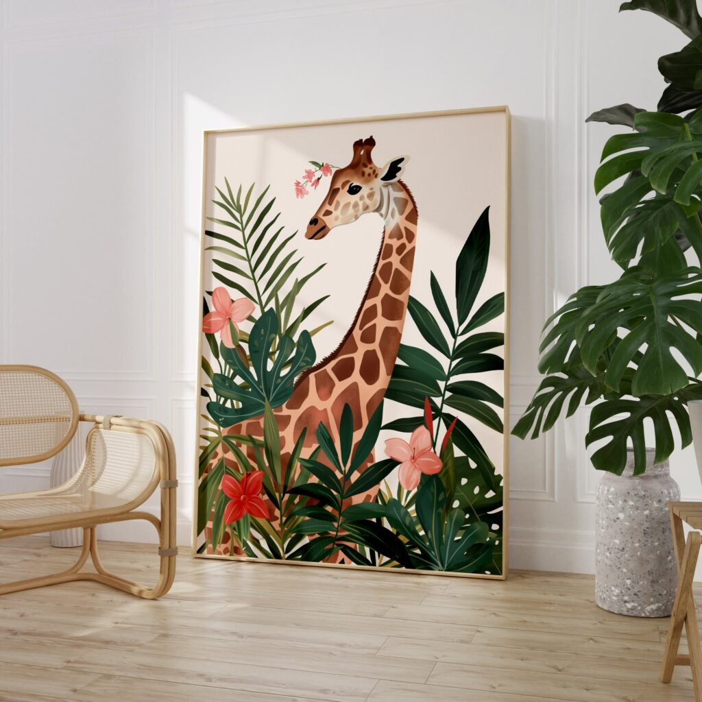 Tropical Giraffe Art Print