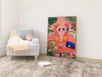 Two Flamingos Drinking Spritz on a Tropical Terrace Print