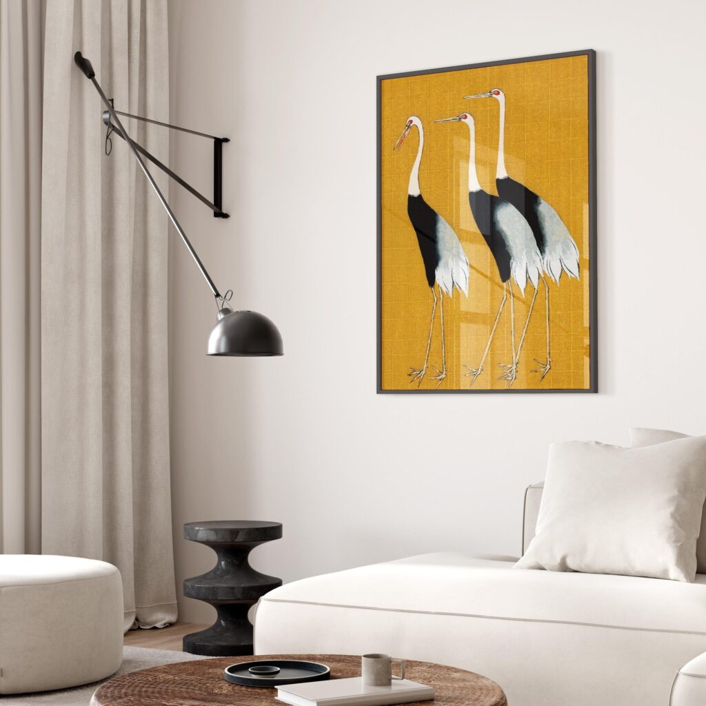 Vintage Crane Birds Wall Art