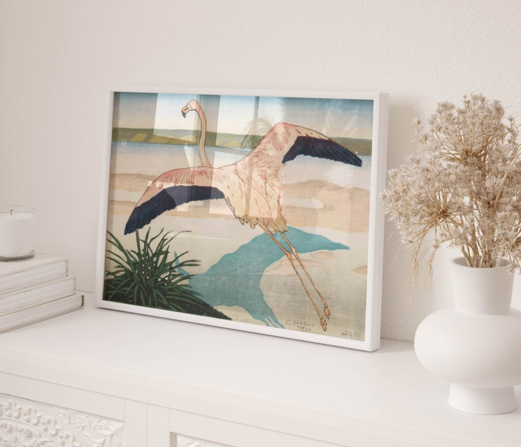 Vintage Flamingo Art Deco Print