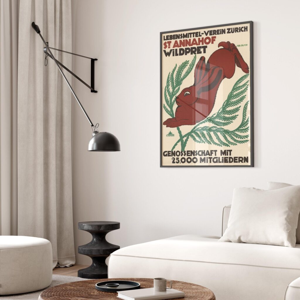 Vintage Swiss Rabbit Art Nouveau Poster