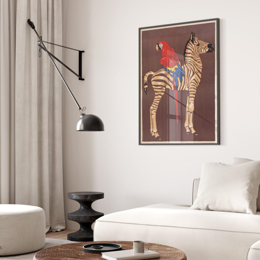Vintage Zebra and Parrot Poster