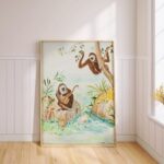 Watercolor Jungle Monkey Art Print Tropical Jungle Poster