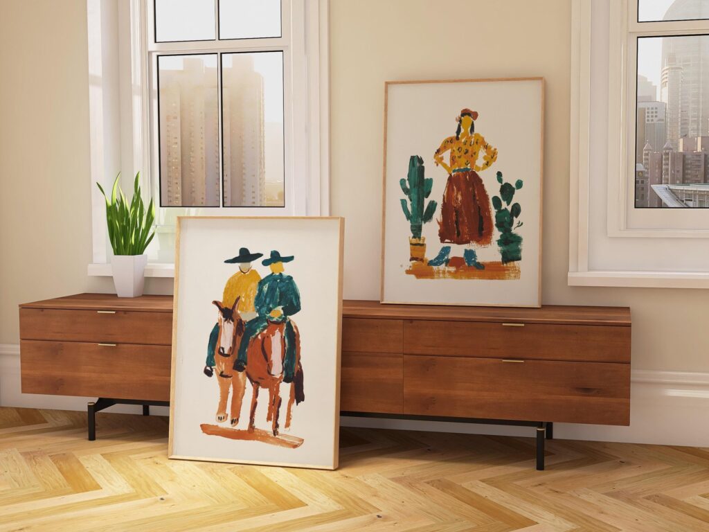 Western Cowgirl And Cowboy Art Set