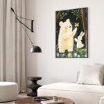 Whimsical Bear and Rabbit Nursery Art Print
