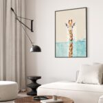 Whimsical Giraffe in Water Art Print