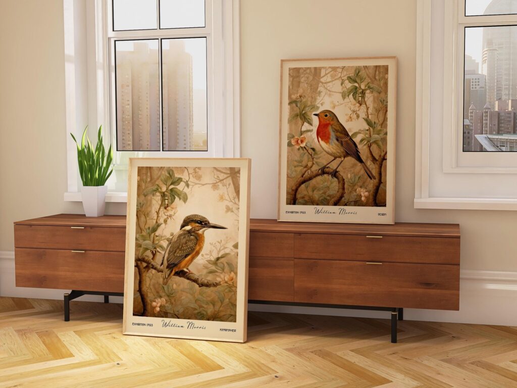William Morris Bird Print Set Kingfisher Robin