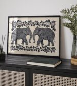 William Morris Black and White Elephant Wall Art
