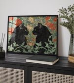 William Morris Black Cats in a Floral Garden Print