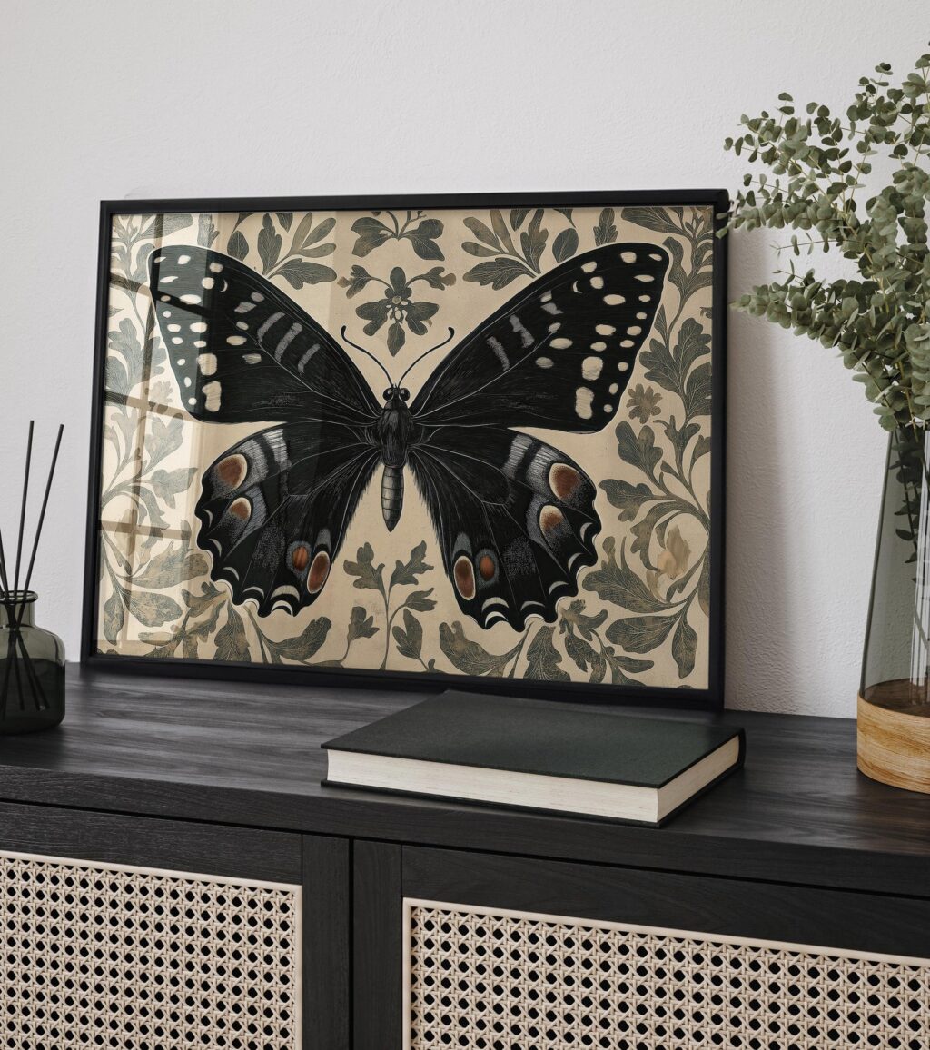 William Morris Butterfly Vintage Botanical Art Print