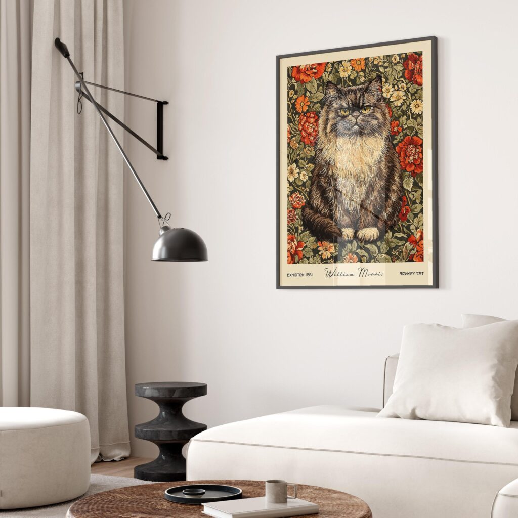 William Morris Grumpy Cat Art Print