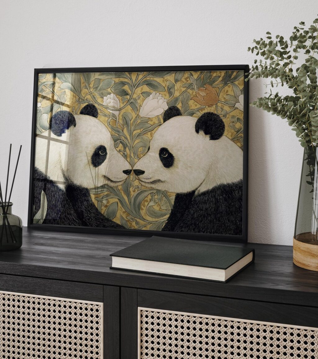 William Morris Panda Botanical Print