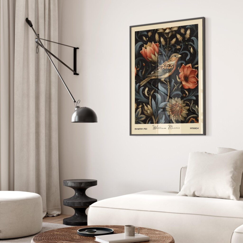 William Morris Sparrow Floral Wall Art