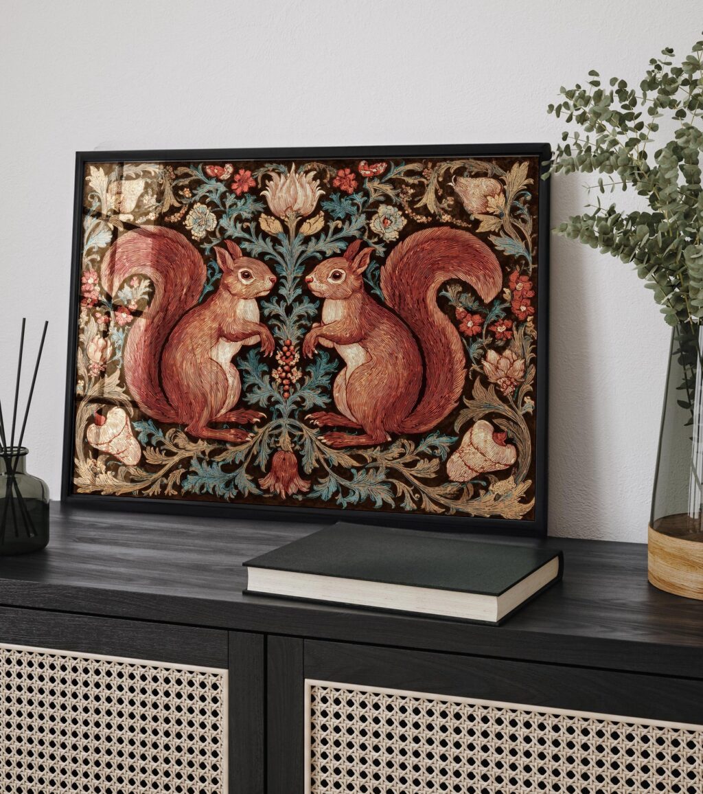 William Morris Squirrel Botanical Wall Art Print