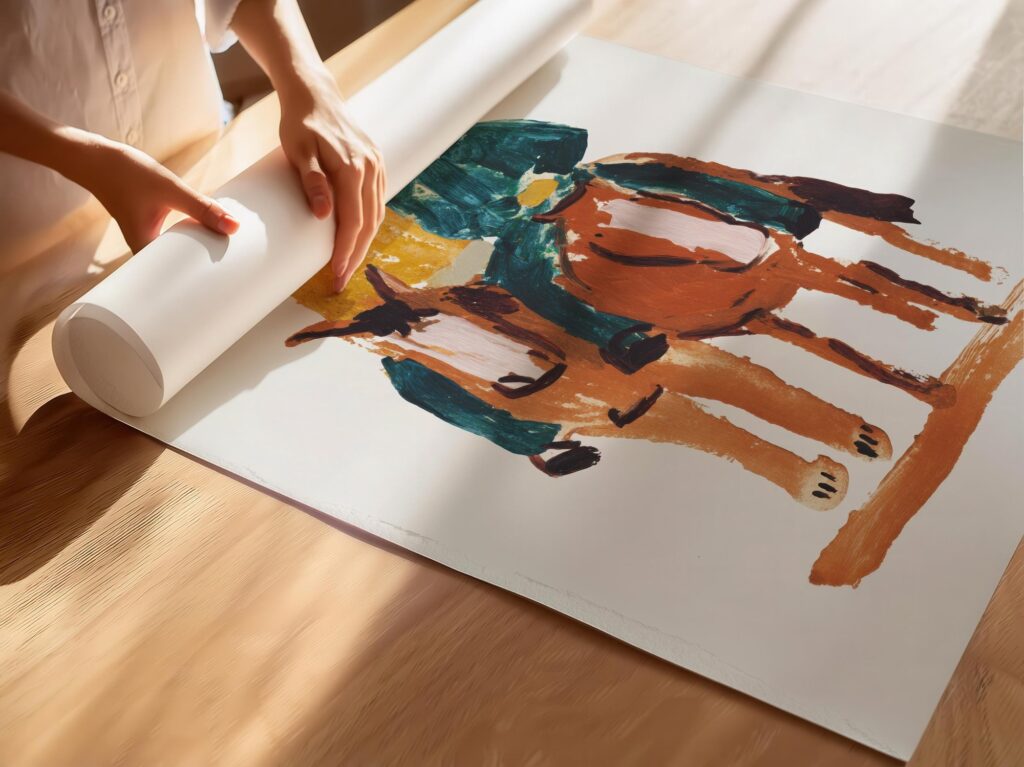 Abstract Cowboys on Horses Art Print