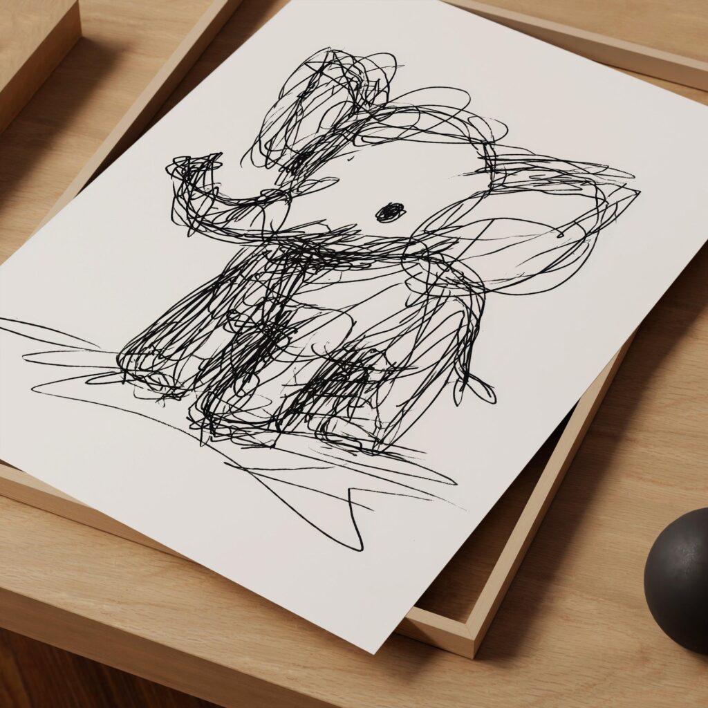 Abstract Elephant Line Sketch Wall Art