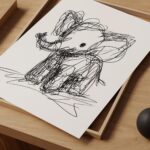 Abstract Elephant Line Sketch Wall Art