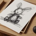 Abstract Scribble Bunny Line Drawing Print