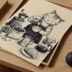 Barista Cat Print