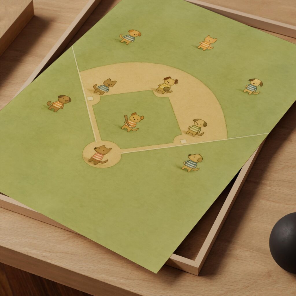 Baseball Dogs Nursery Print