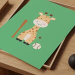 Baseball Giraffe Nursery Print