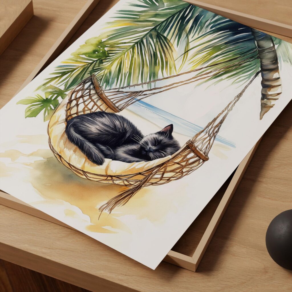 Beach Cat Art Print