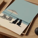 Beach Dogs Minimalist Coastal Art Print