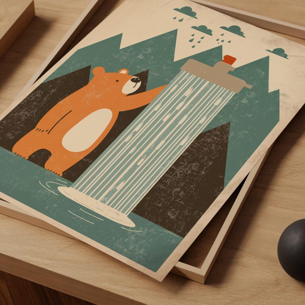 Bear Shower Mountain Print